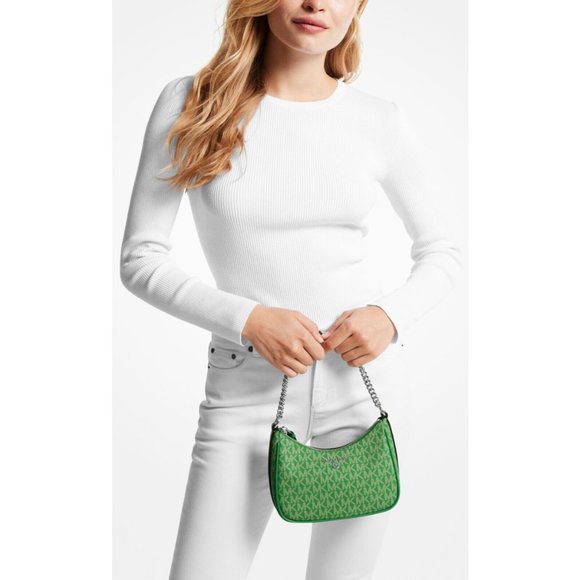 New Michael Kors Jet Set Charm Small Logo Pochette Palm - Picture 2 of 3